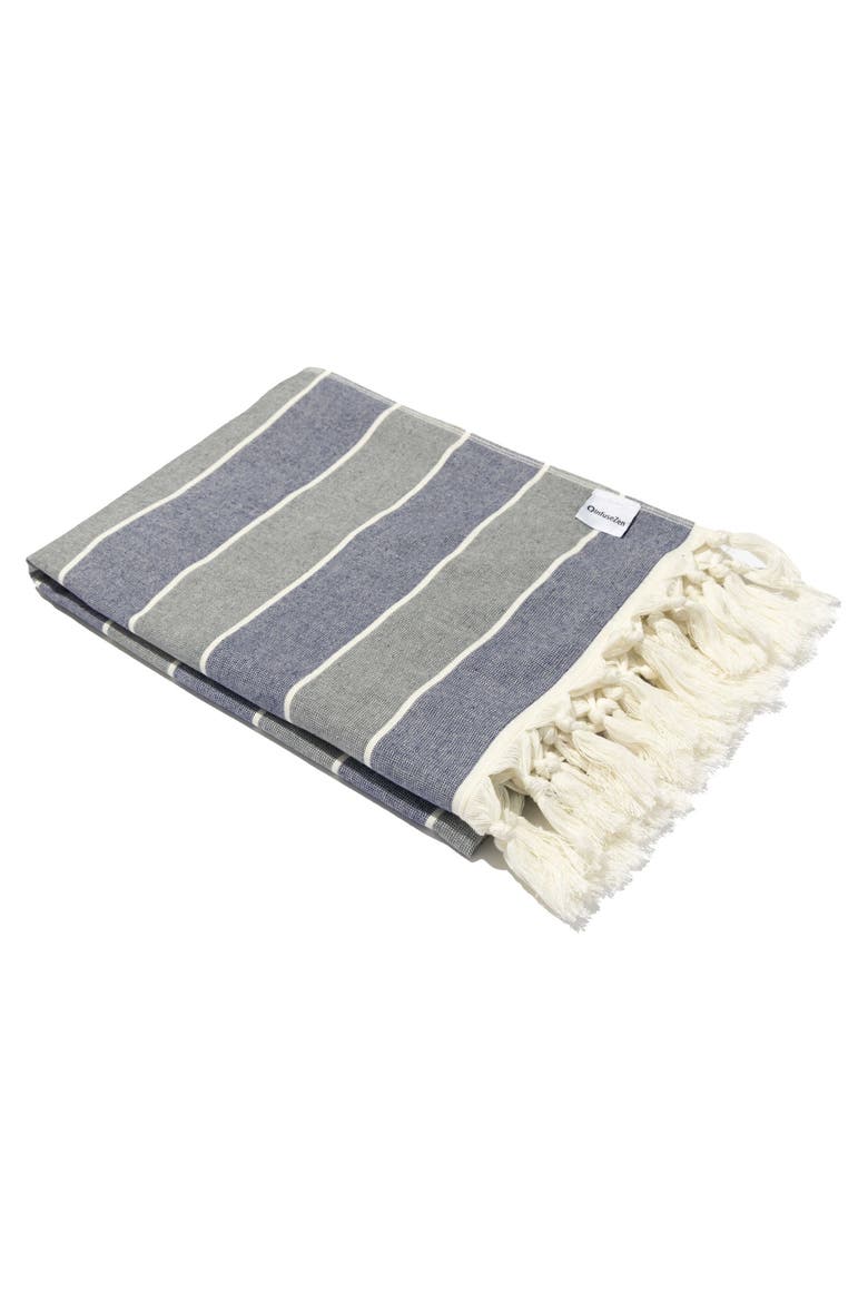 Multi Stripe Terry Cloth Lined Turkish Towel, Alternate, color, Grey and Navy