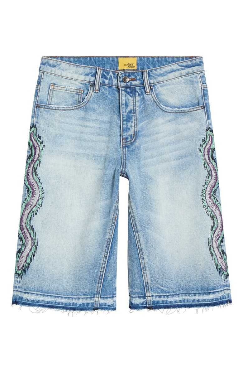DIET STARTS MONDAY Snake Embroidered Denim Shorts, Alternate, color, Light Wash