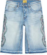DIET STARTS MONDAY Snake Embroidered Denim Shorts