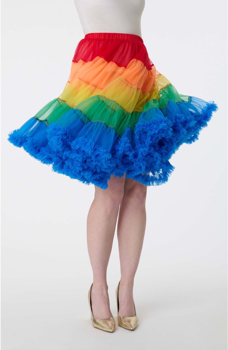 Unique Vintage Stripe Ruffled Petticoat Crinoline, Alternate, color, Rainbow