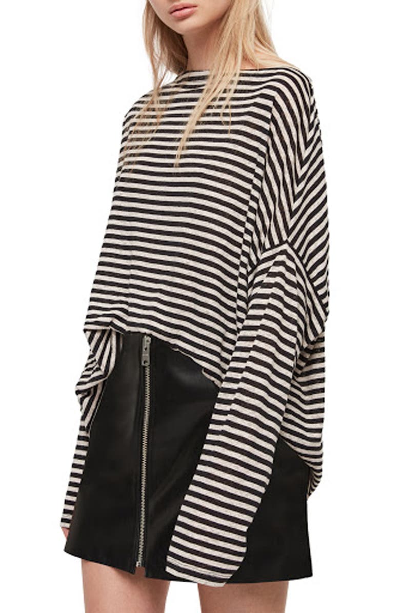 AllSaints Rita Stripe Oversize Tee, Alternate, color, 