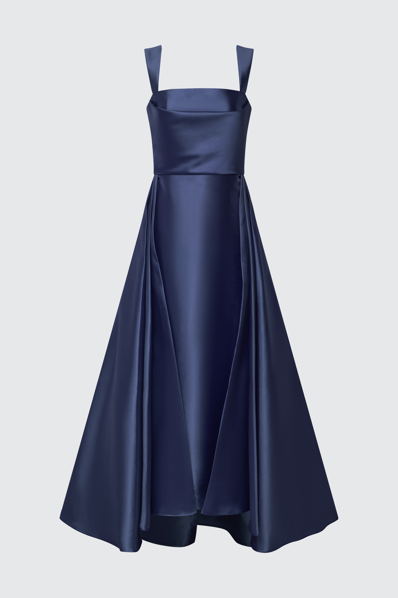 Zendaya Mikado Square-Neck Gown, Main, color, Navy
