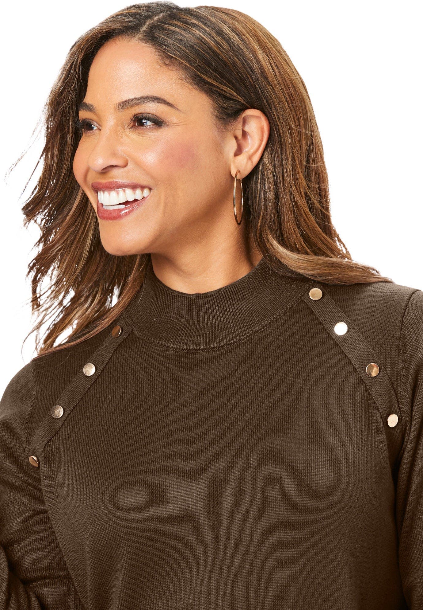 Gold Button Mockneck Sweater - image 4