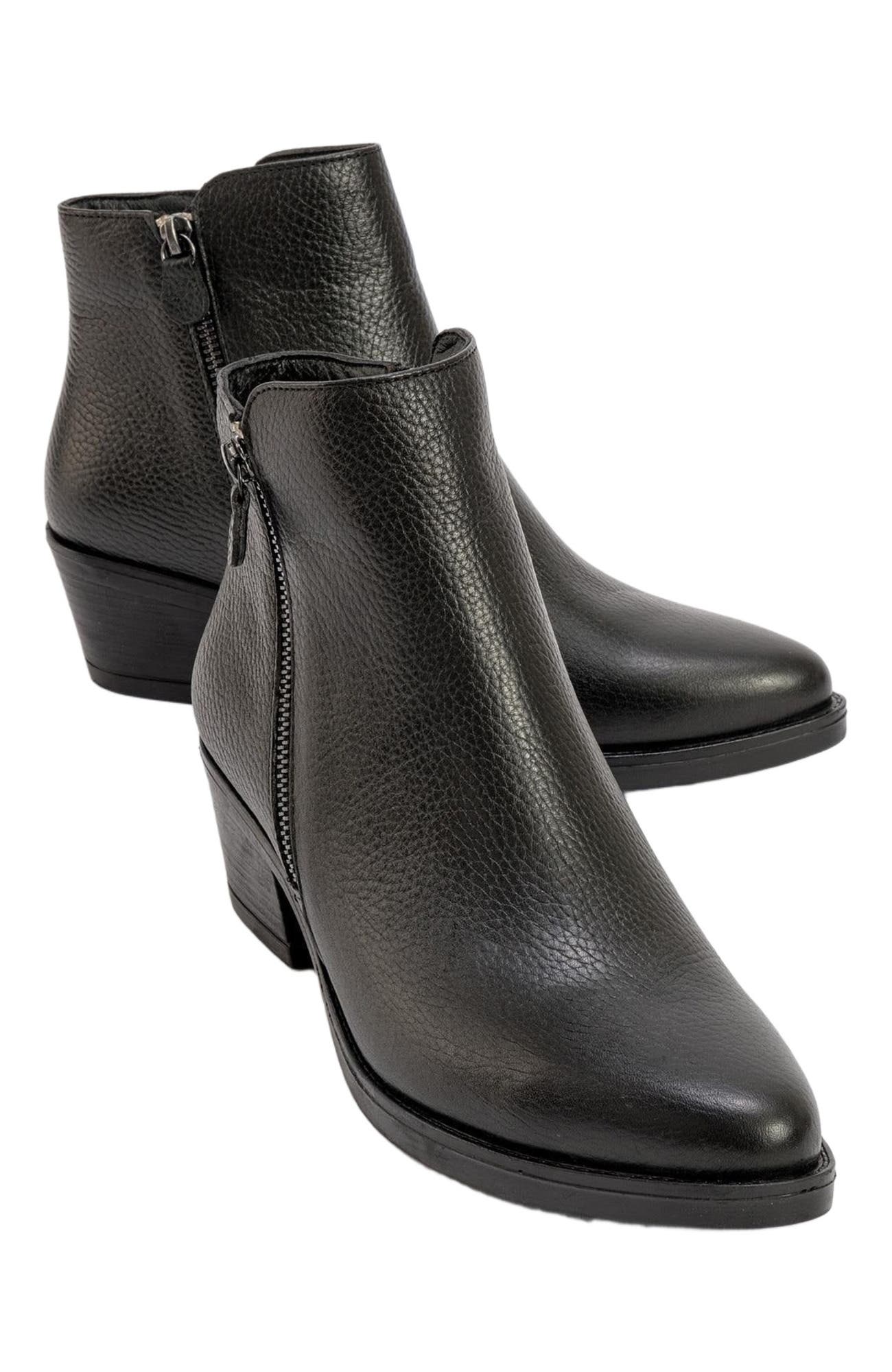 Forever & Always Shoes Jayer Leather Double-Zip Block Heel Boot, Main, color, Black Leather