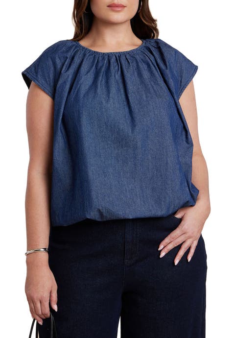 Bubble Chambray Top (Plus)