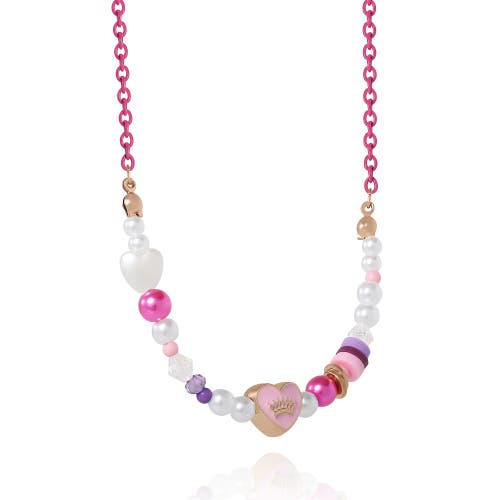 Juicy Couture Kids Pastel Beaded Heart Necklace In Multi