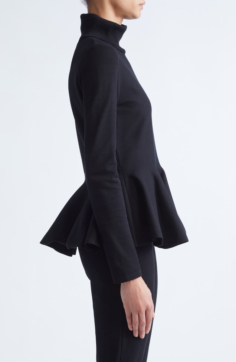 Giambattista Valli Turtleneck Knit Peplum Top, Alternate, color, Black