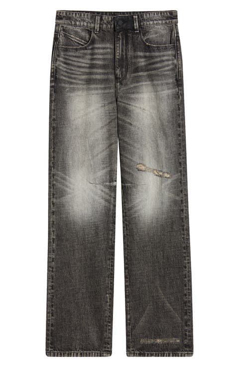 Jonas Distressed Loose Straight Leg Jeans (Ash Storm Side Cross)