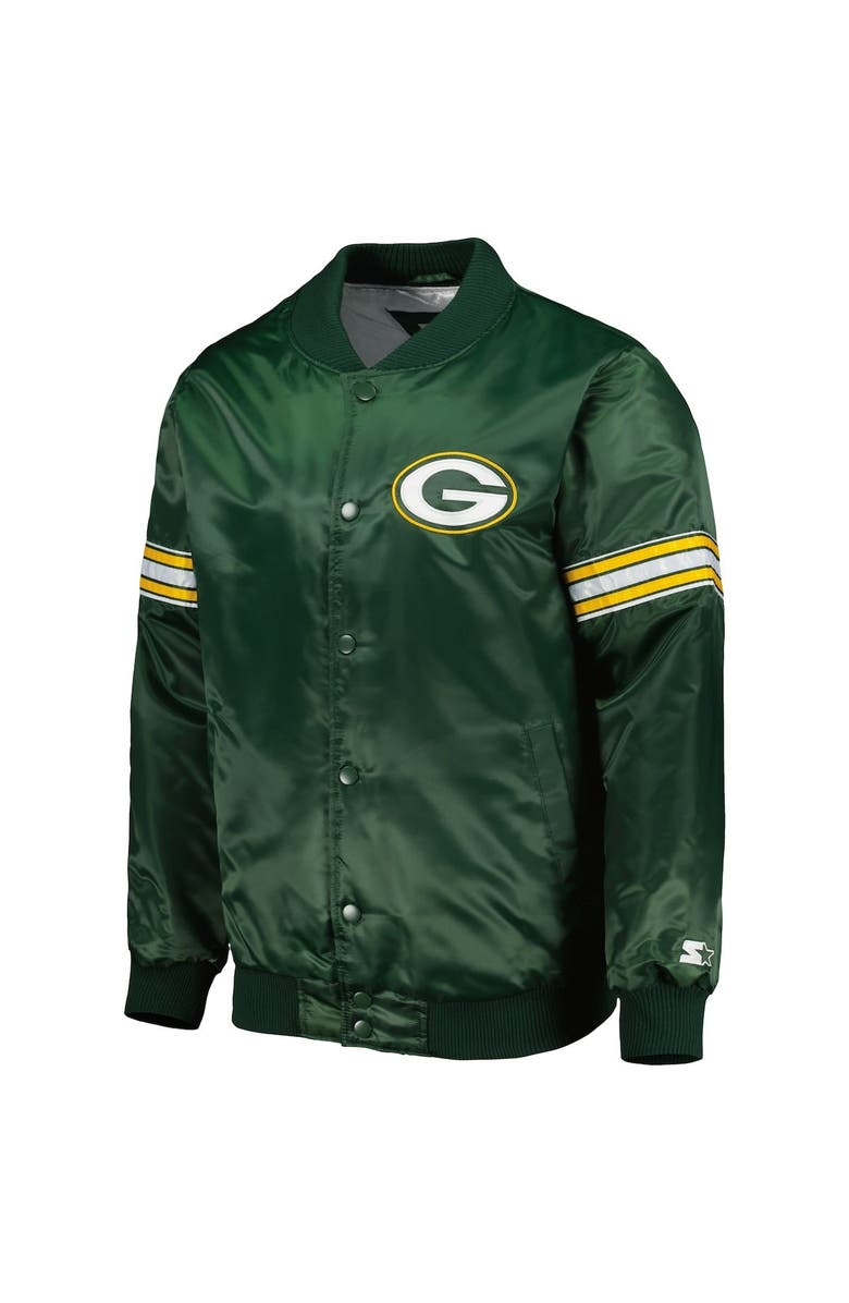 STARTER Men's Starter Green Green Bay Packers The Pick and Roll Full-Snap Jacket, Alternate, color, 