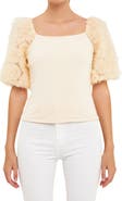 Endless Rose Tulle Puff Sleeve Blouse