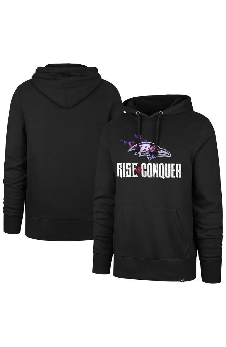 '47 Men's '47 Black Baltimore Ravens Rise and Conquer Headline Pullover Hoodie, Main, color, Black