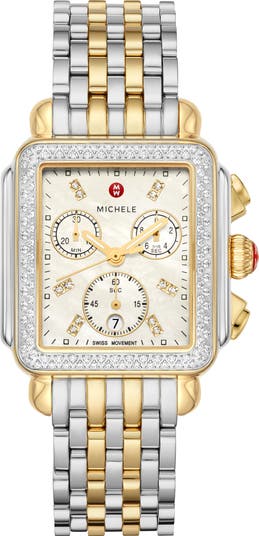 Deco Diamond Chronograph Bracelet Watch, 33mm