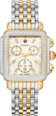 MICHELE Deco Diamond Chronograph Bracelet Watch, 33mm