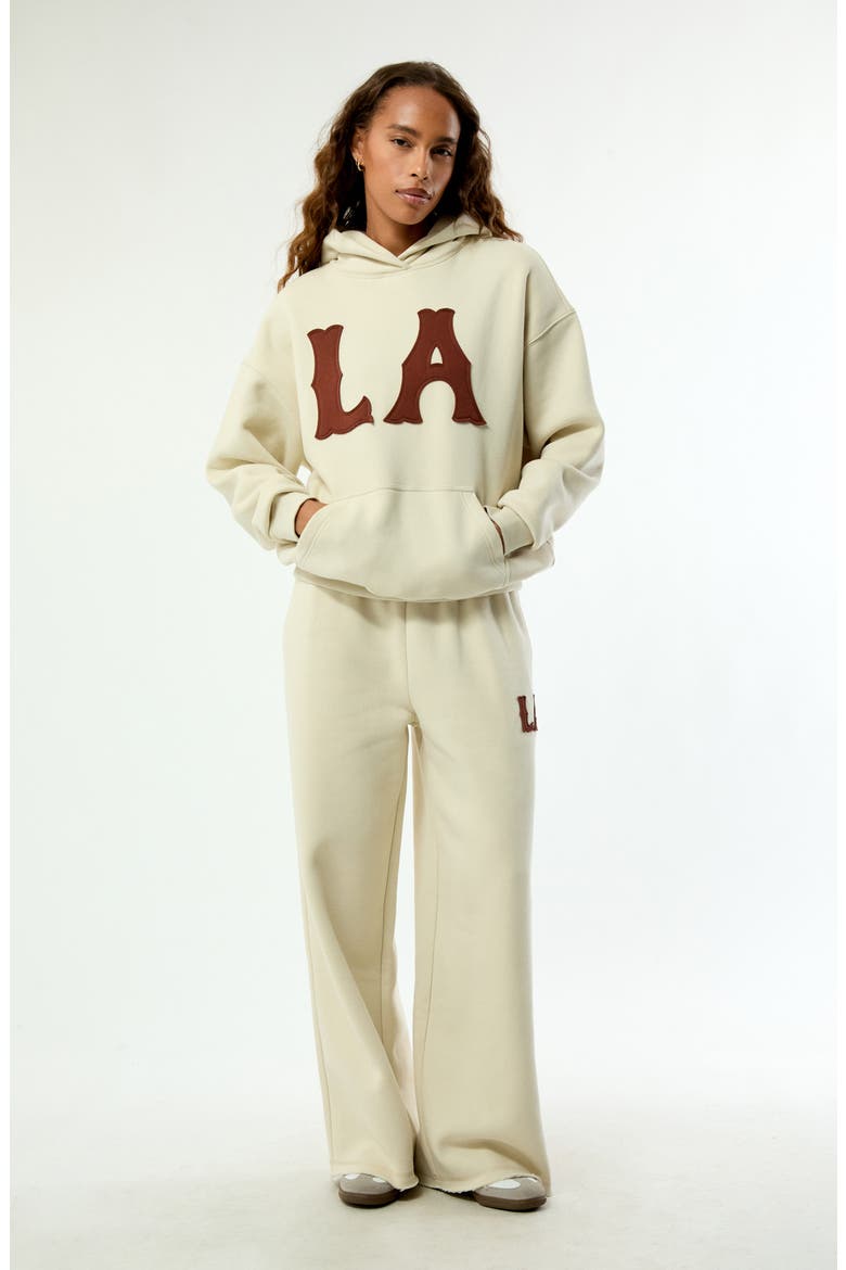 LA Relaxed Fit Cotton Blend Hoodie, Alternate, color, CREAM