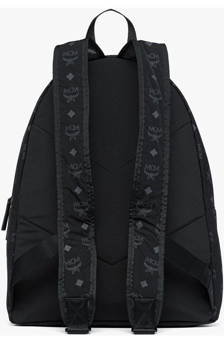 MCM Stark Packable Backpack in Monogram Nylon, Alternate, color, Black
