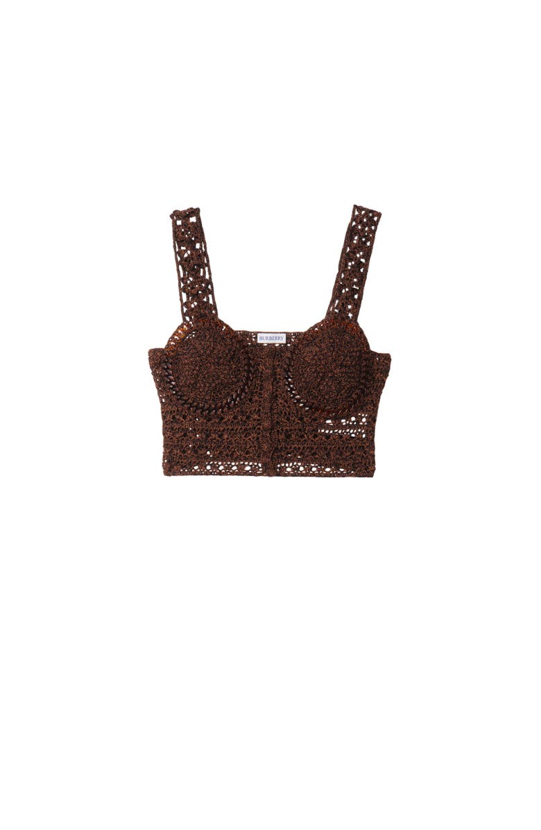 Burberry Cropped Crochet Mouliné Cotton Top, Alternate, color, Black/Red