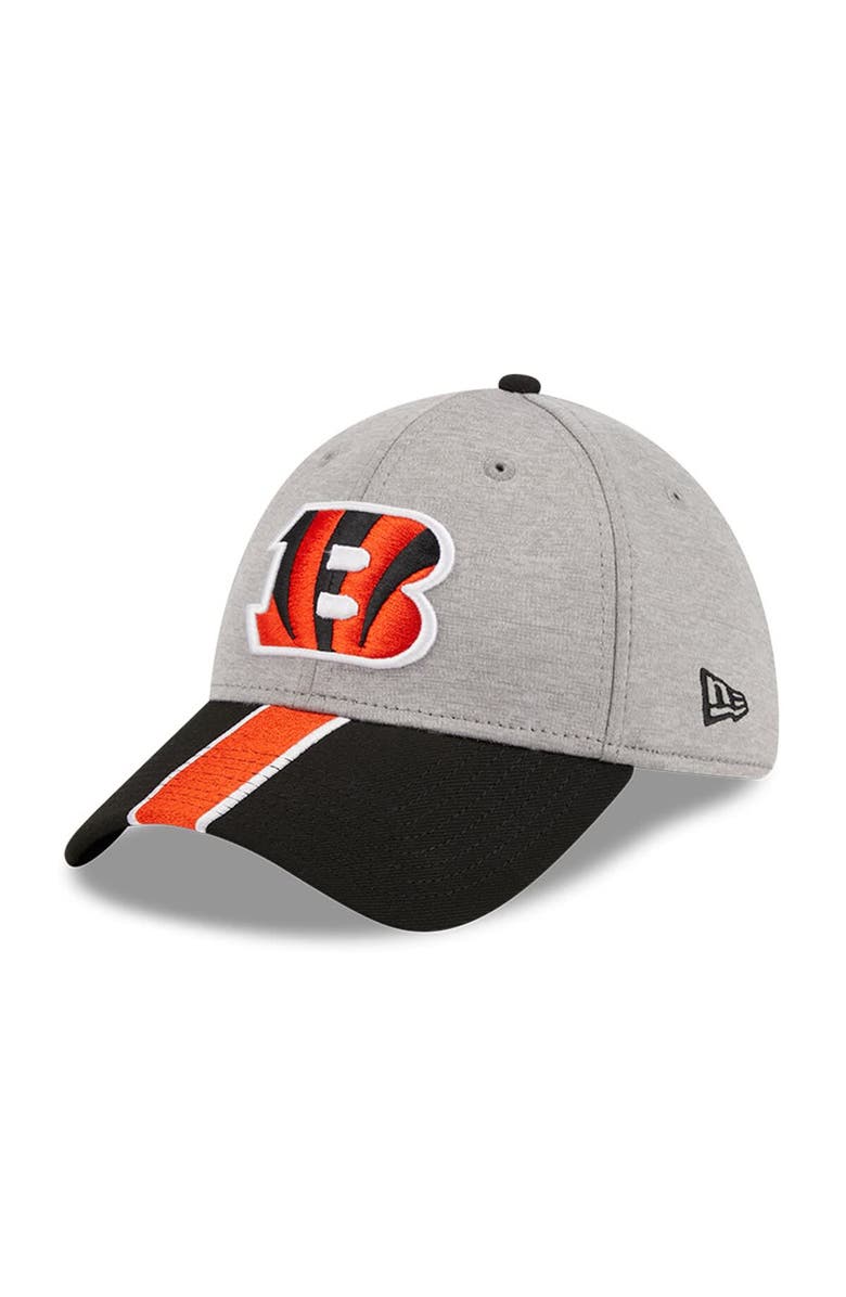 New Era Men's New Era Heather Gray/Black Cincinnati Bengals Striped 39THIRTY Flex Hat, Main, color, Heather Gray