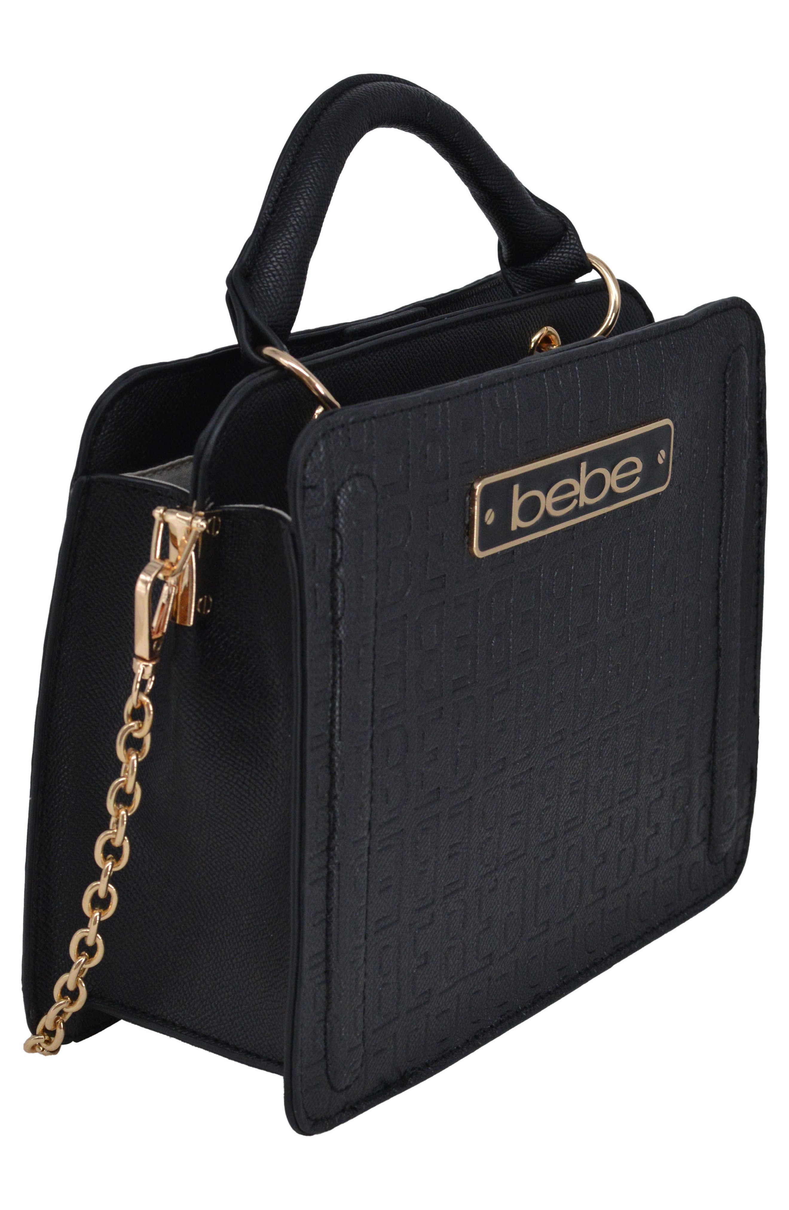 bebe Thea Small Satchel with Card Wallet, Alternate, color, Black