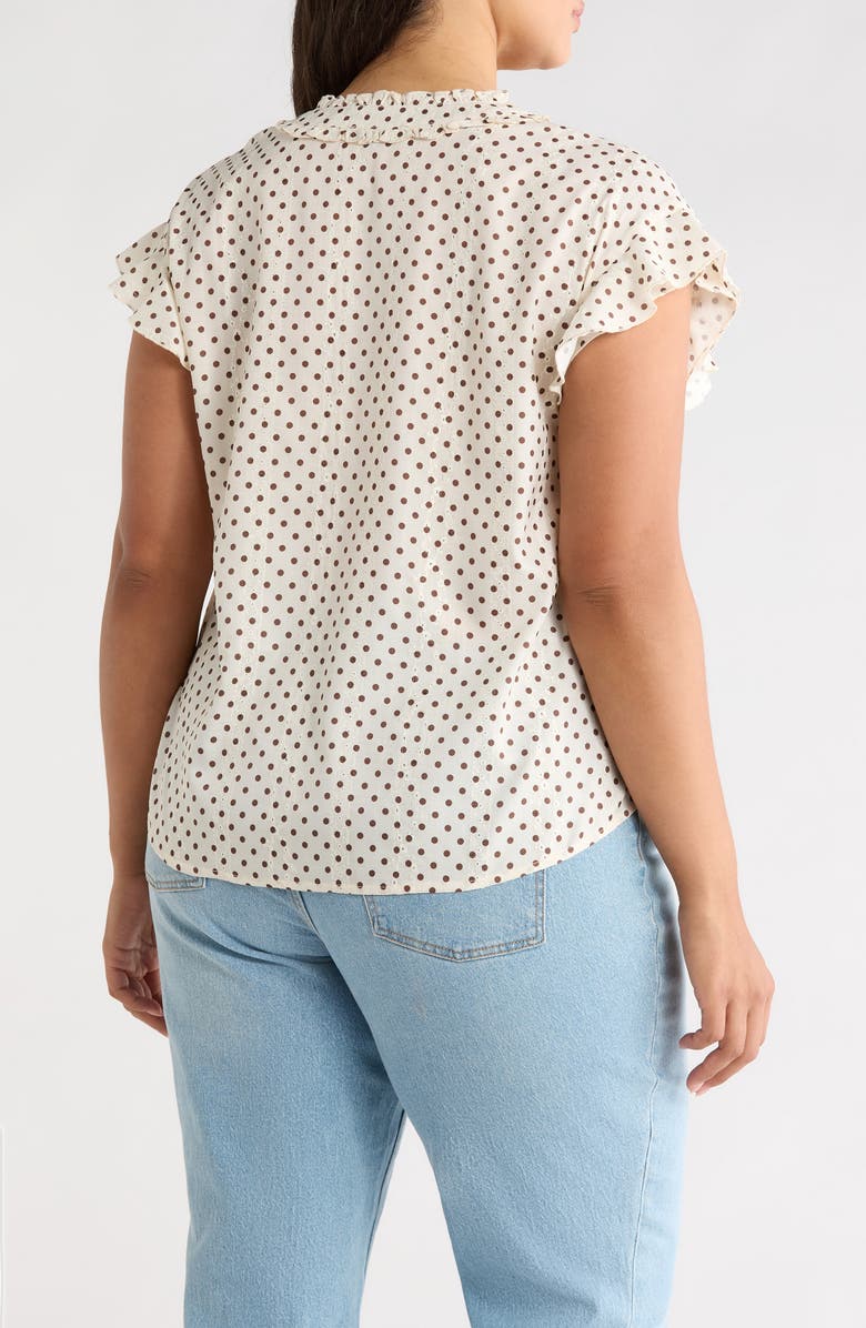 Wit & Wisdom Flutter Sleeve Top, Alternate, color, Ecru/ Brown