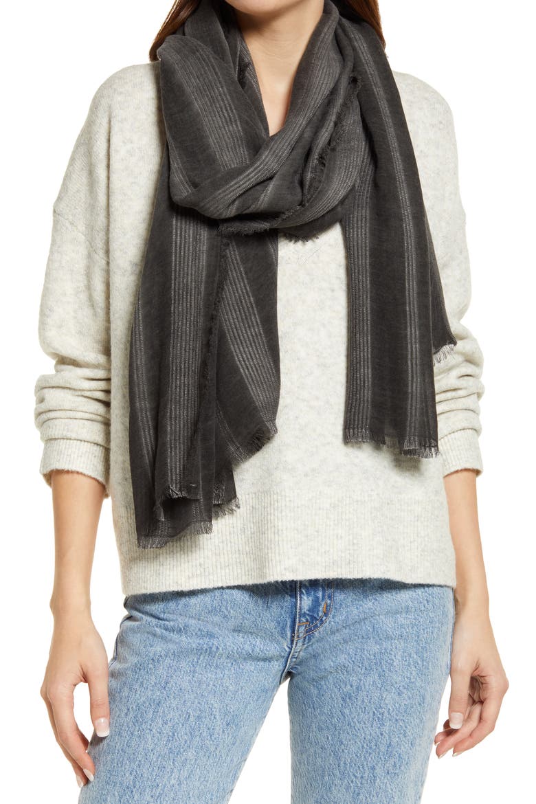 Stripe Scarf, Main, color, BLACK