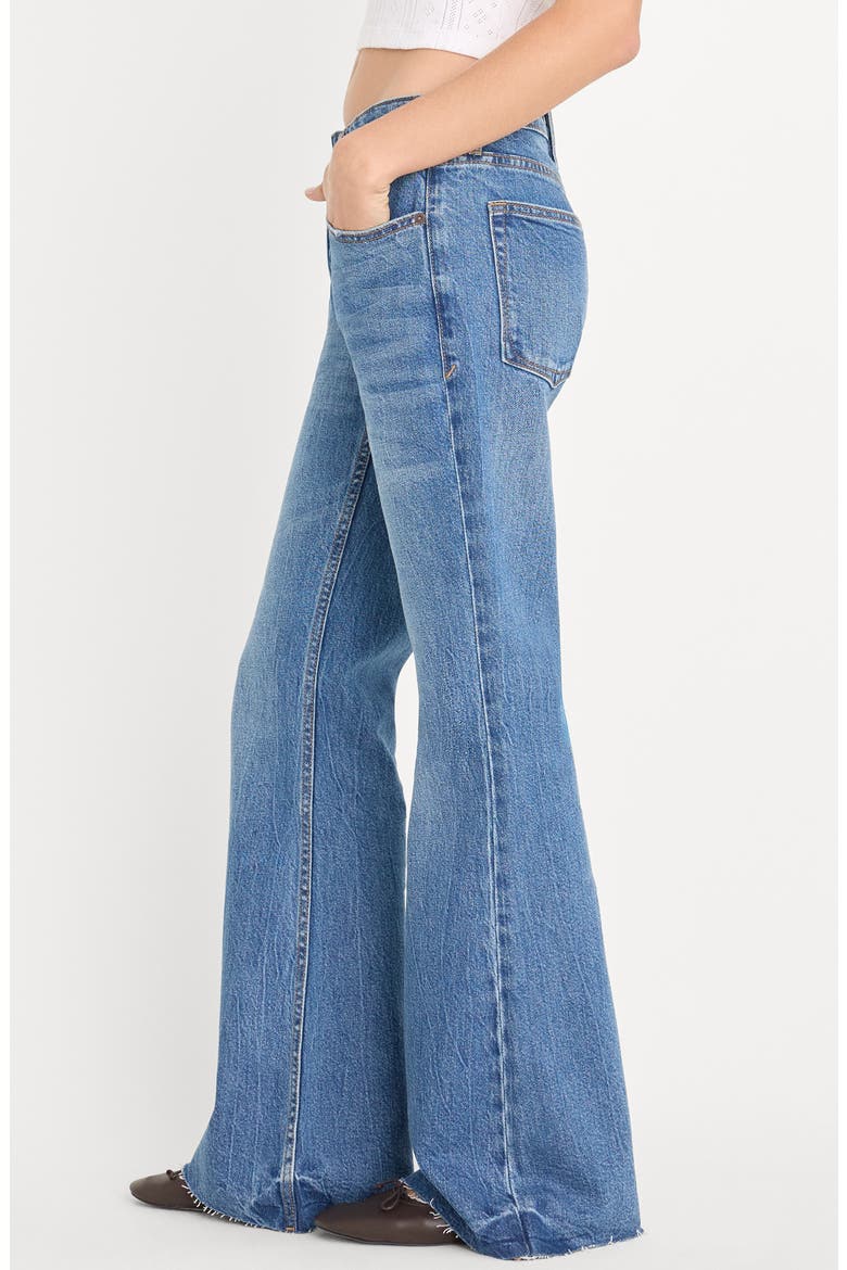 Raw Hem Low Rise Relaxed Flare Jeans, Alternate, color, INDIGO1287