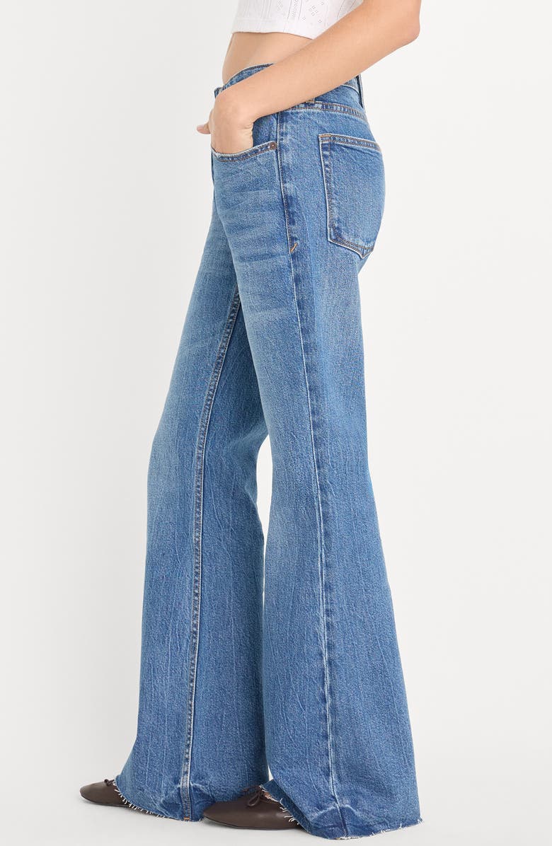 Good American Raw Hem Low Rise Relaxed Flare Jeans, Alternate, color, Indigo1287