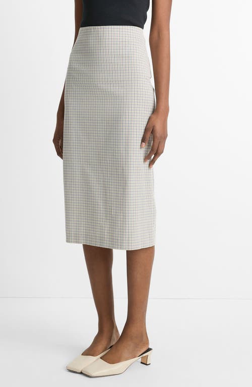 Shop Vince Gardeners Check Pencil Skirt In Stone/tan