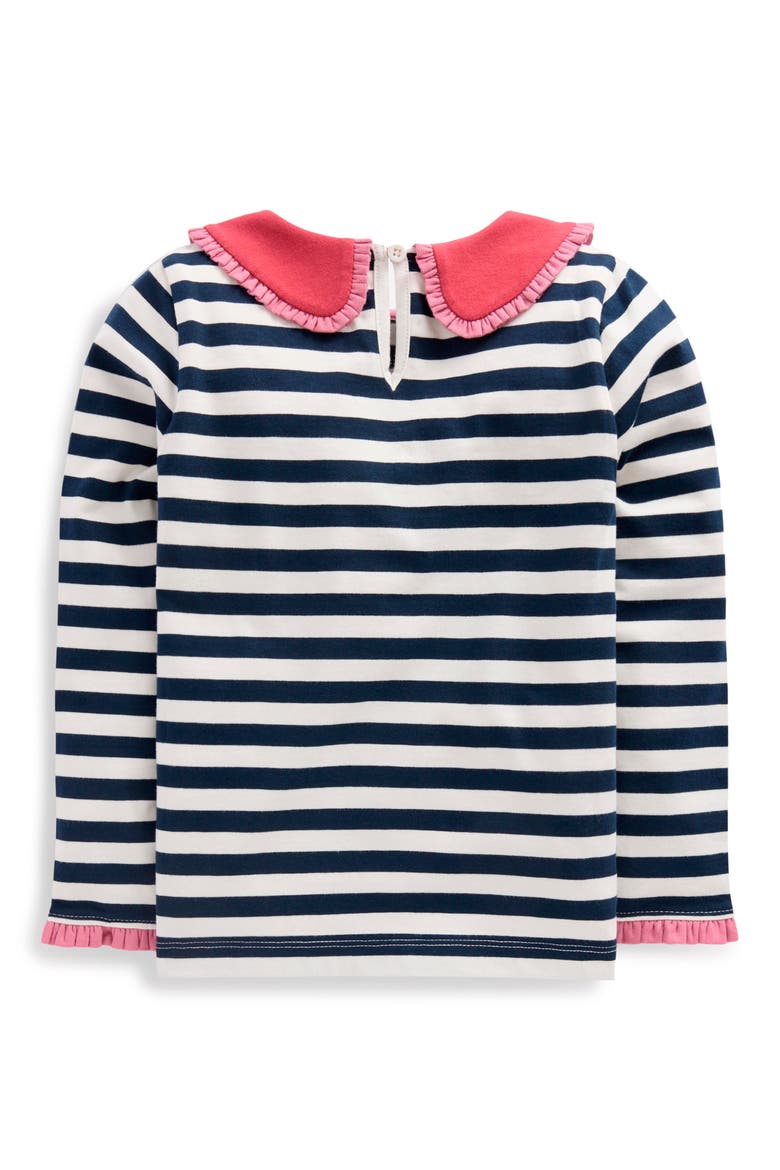 Kids' Collared Breton Jersey Top, Alternate, color, NAVY/ IVORY STRIPE