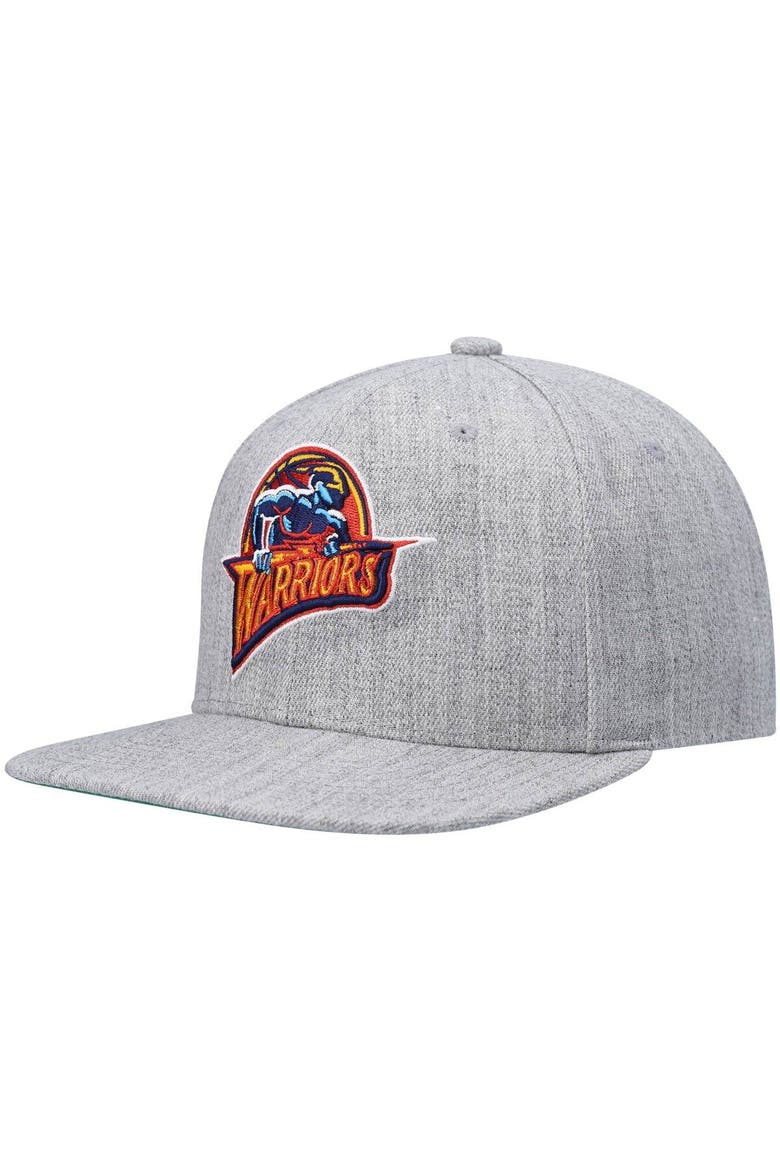 Men's Mitchell & Ness Heathered Gray Golden State Warriors Hardwood Classics Team 2.0 Snapback Hat, Main, color, Heather Gray