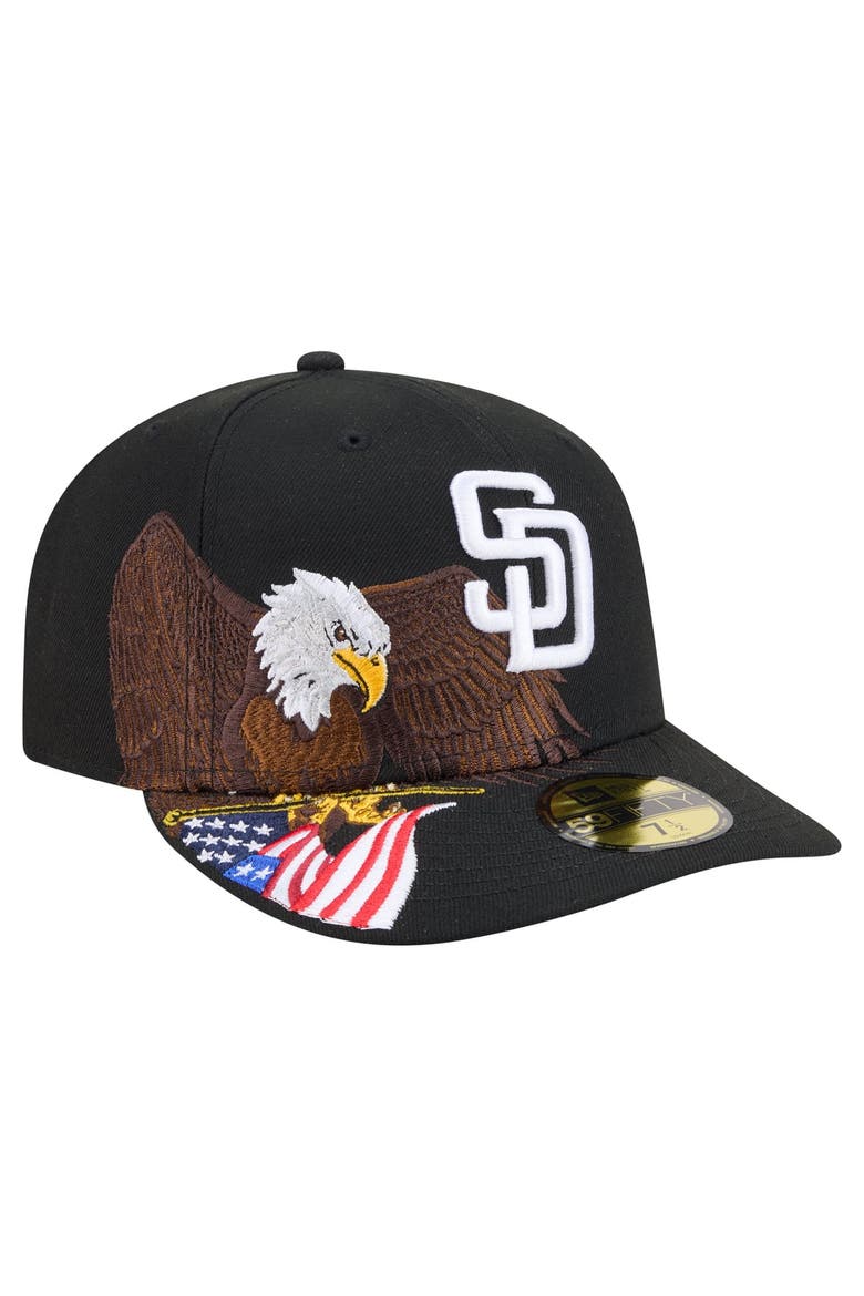 Men's New Era Black San Diego Padres Americana Bald Eagle Pre-Curved 59FIFTY Fitted Hat, Main, color, Black