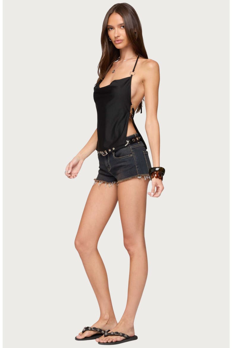 Bella Cowl Neck Halter Top, Alternate, color, BLACK