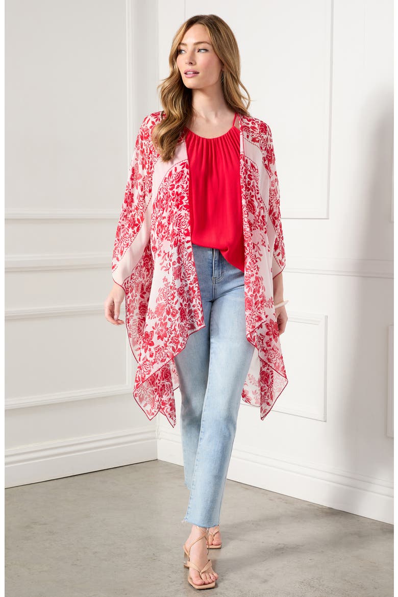Floral Print Open Front Jacket, Alternate, color, PRINT