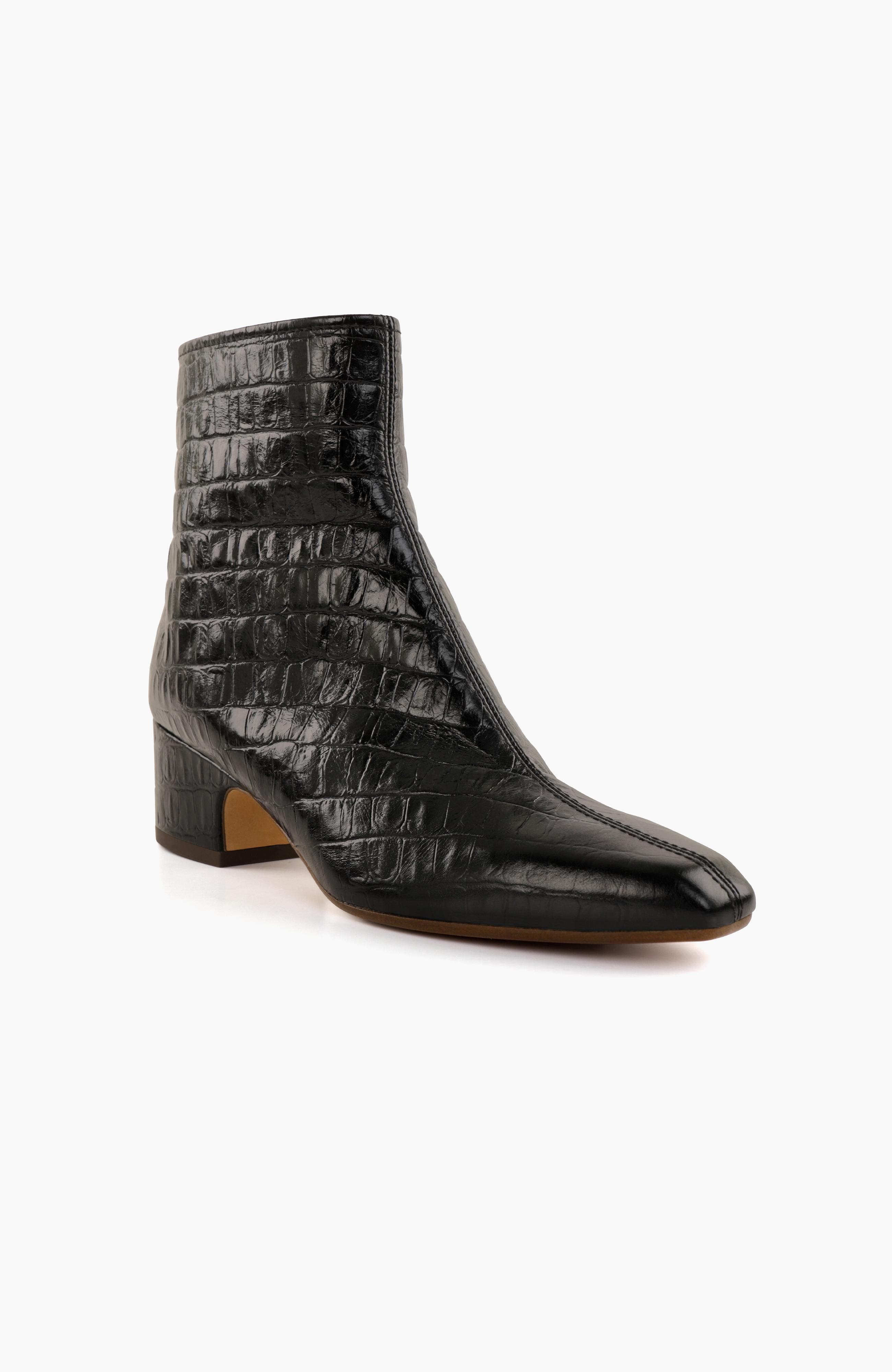 CUMIYA Croc-embossed leather Ankle Boots, Alternate, color, Black