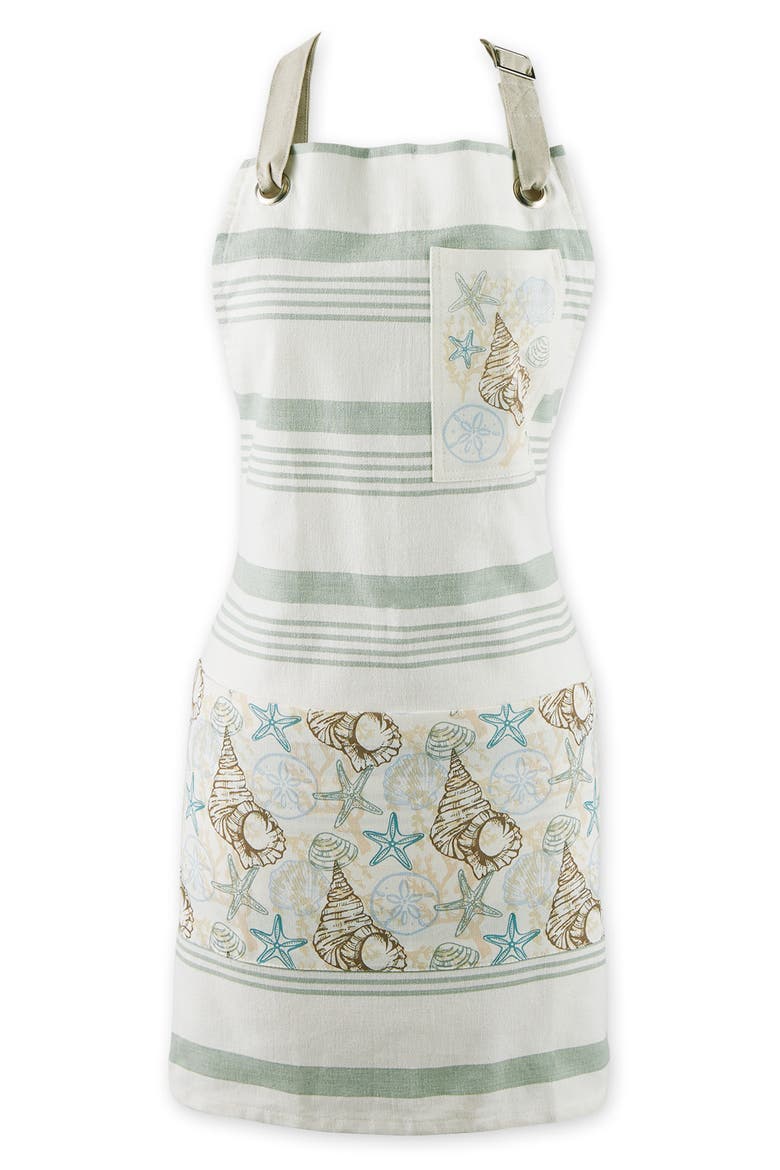 Salt Spray Stripe Print Cotton Apron, Main, color, GREEN