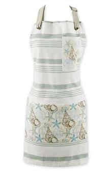 Design Imports Salt Spray Stripe Print Cotton Apron