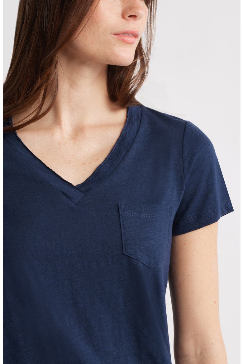 Cotton & Modal V-Neck T-Shirt, Alternate, color, NAVY BLAZER