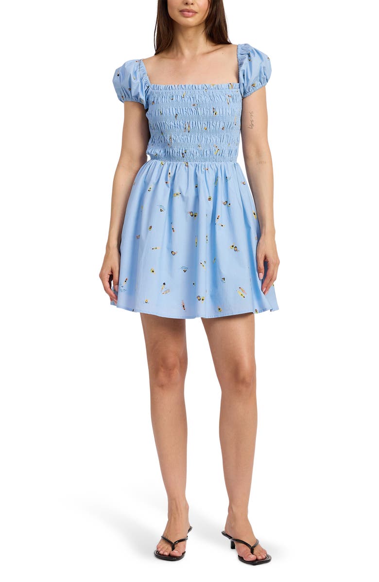 En Saison Zoey Off the Shoulder Minidress, Main, color, Blue Multi