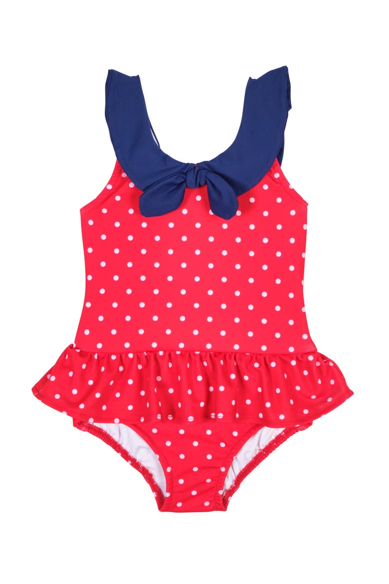 Polka Dot Sailor Swimsuit, Main, color, Red/White/Blu