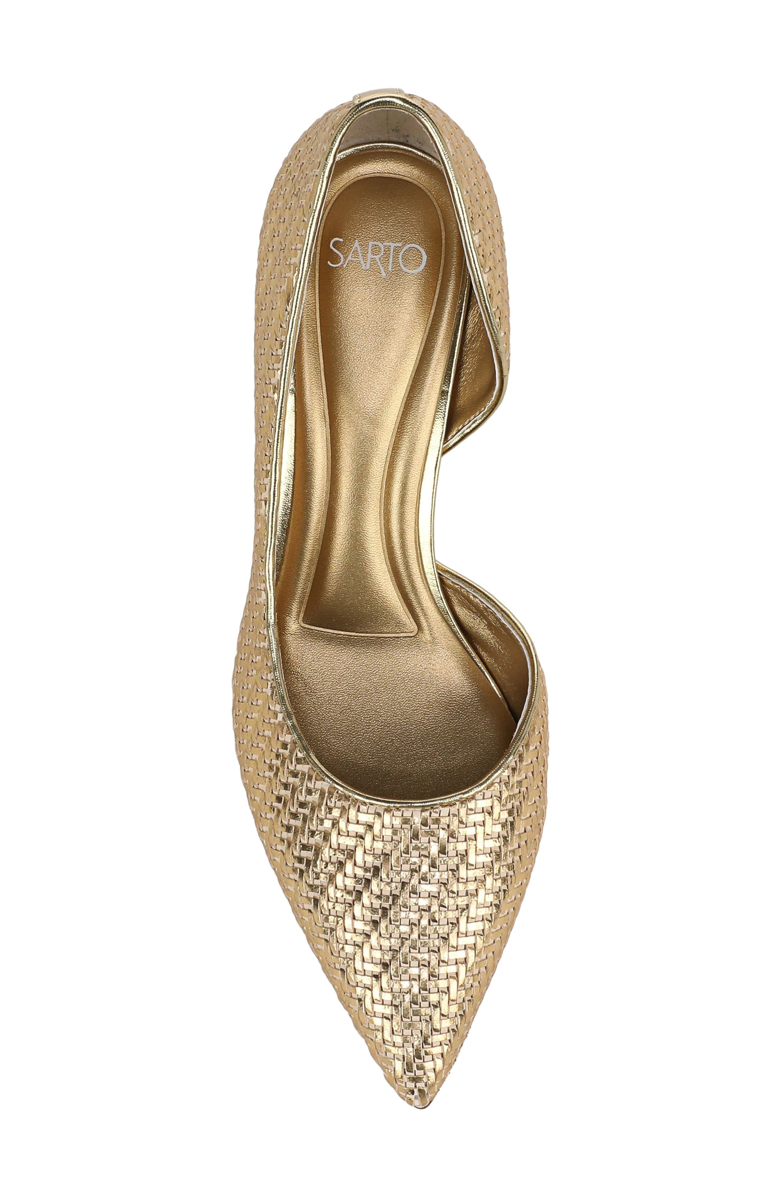 Tawny Pointed Toe Half d'Orsay Pump, Alternate, color, GOLD