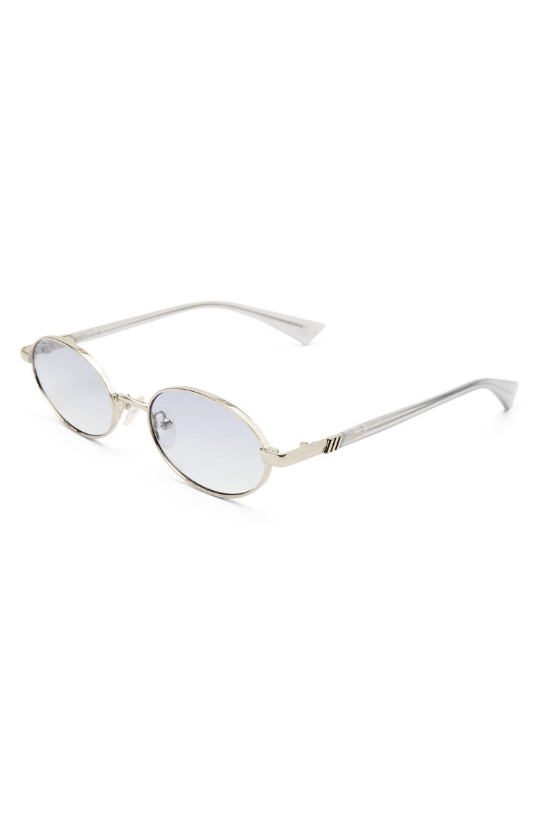Le Specs 55mm Icicle Oval Sunglasses, Alternate, color, Silver / Smoke Mono