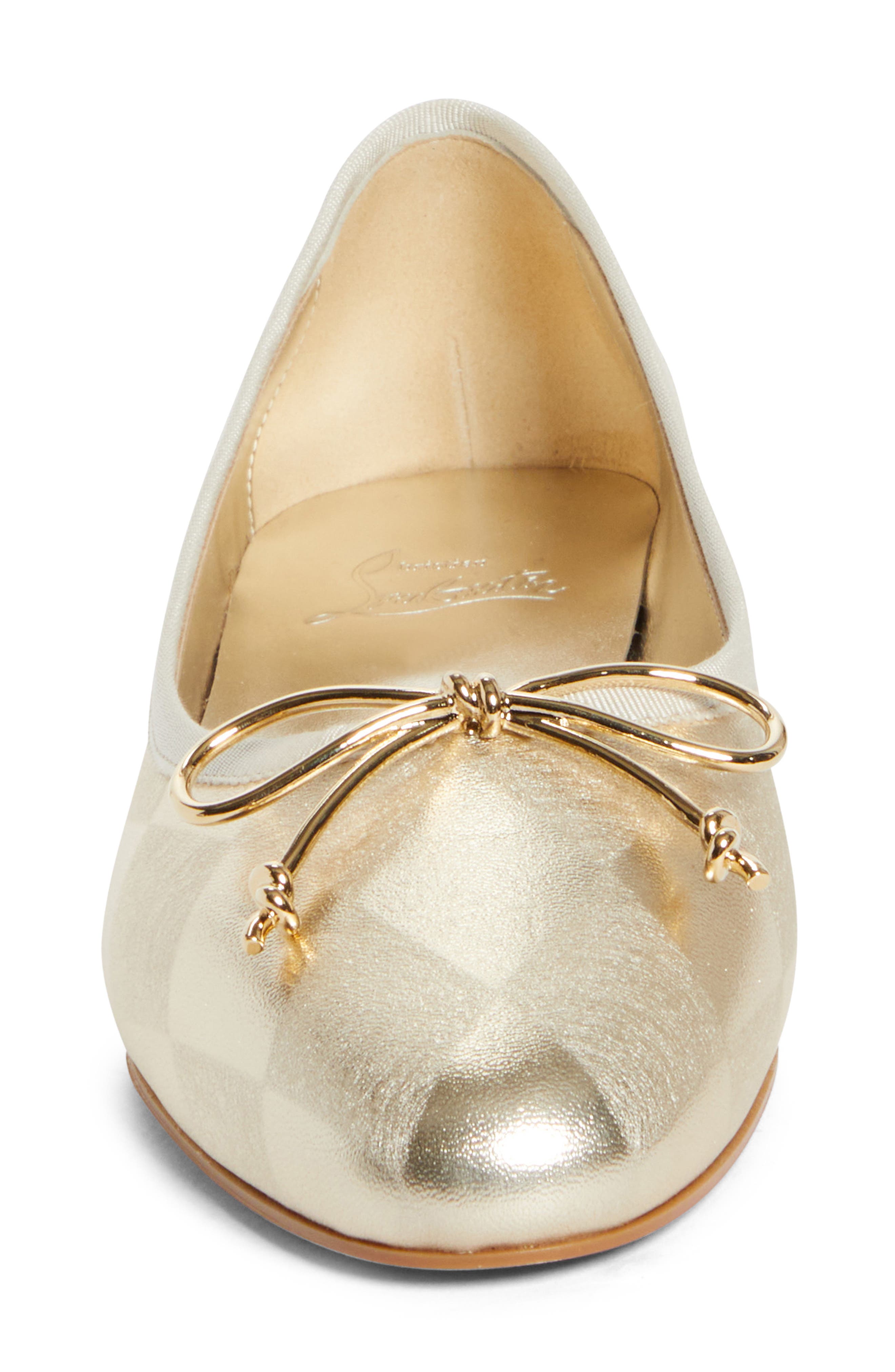 Christian Louboutin Sweetie Jane Bow Ballet Flat, Alternate, color, Platino Chiaro