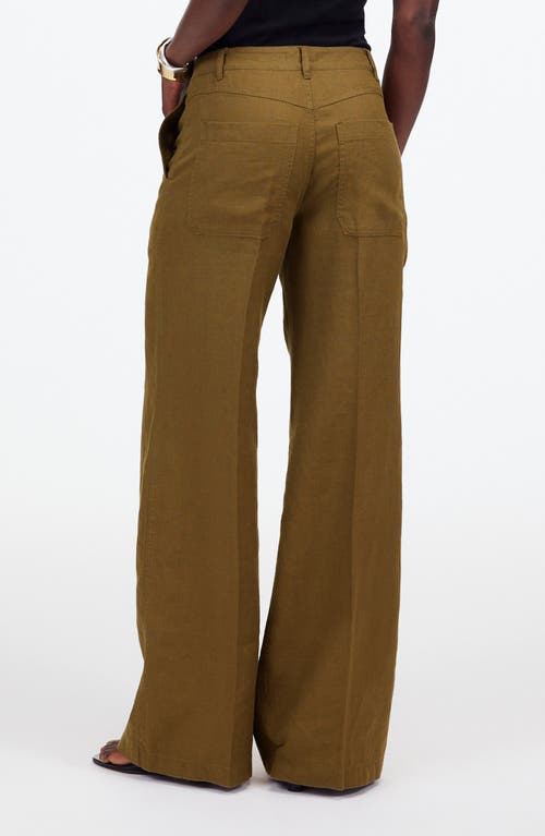 Madewell Zoe Relaxed Wide Leg Linen Pants In Safari Khaki