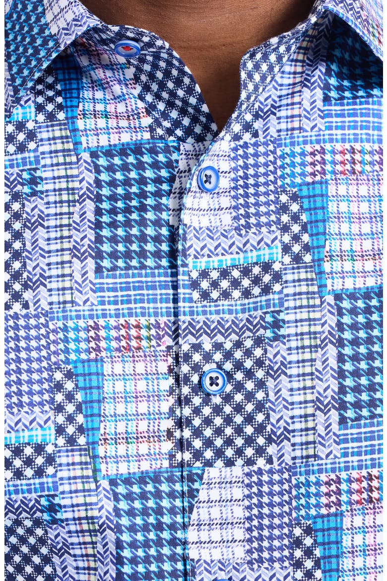 Westgrove Patchwork Print Button-Up Shirt, Alternate, color, MULTI BLUE