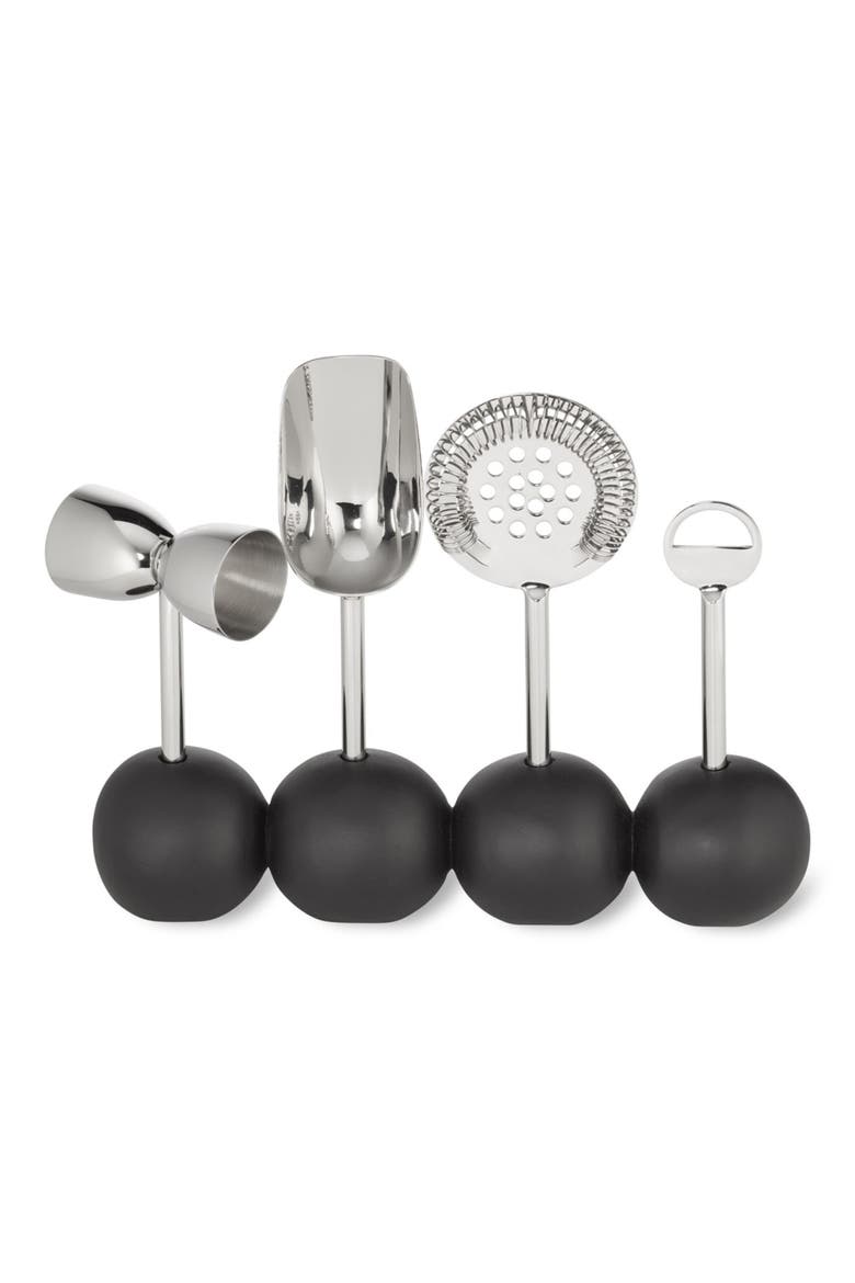 Set of 4 Astro Bar Collection Cocktail Tools, Main, color, BLACK