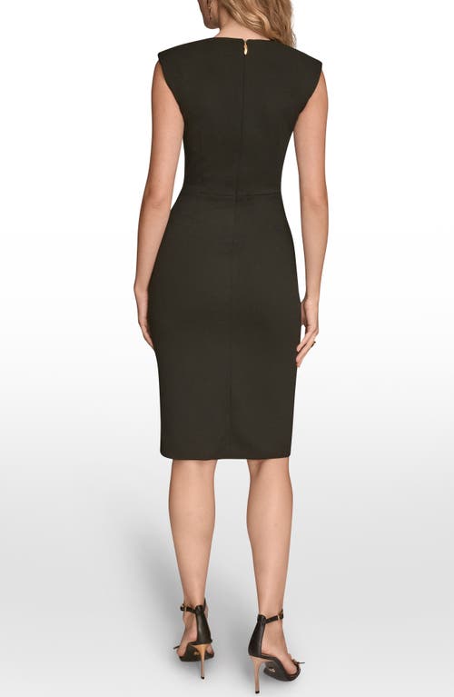 Donna Karan New York Center Ruched Crepe Sheath Dress In Black