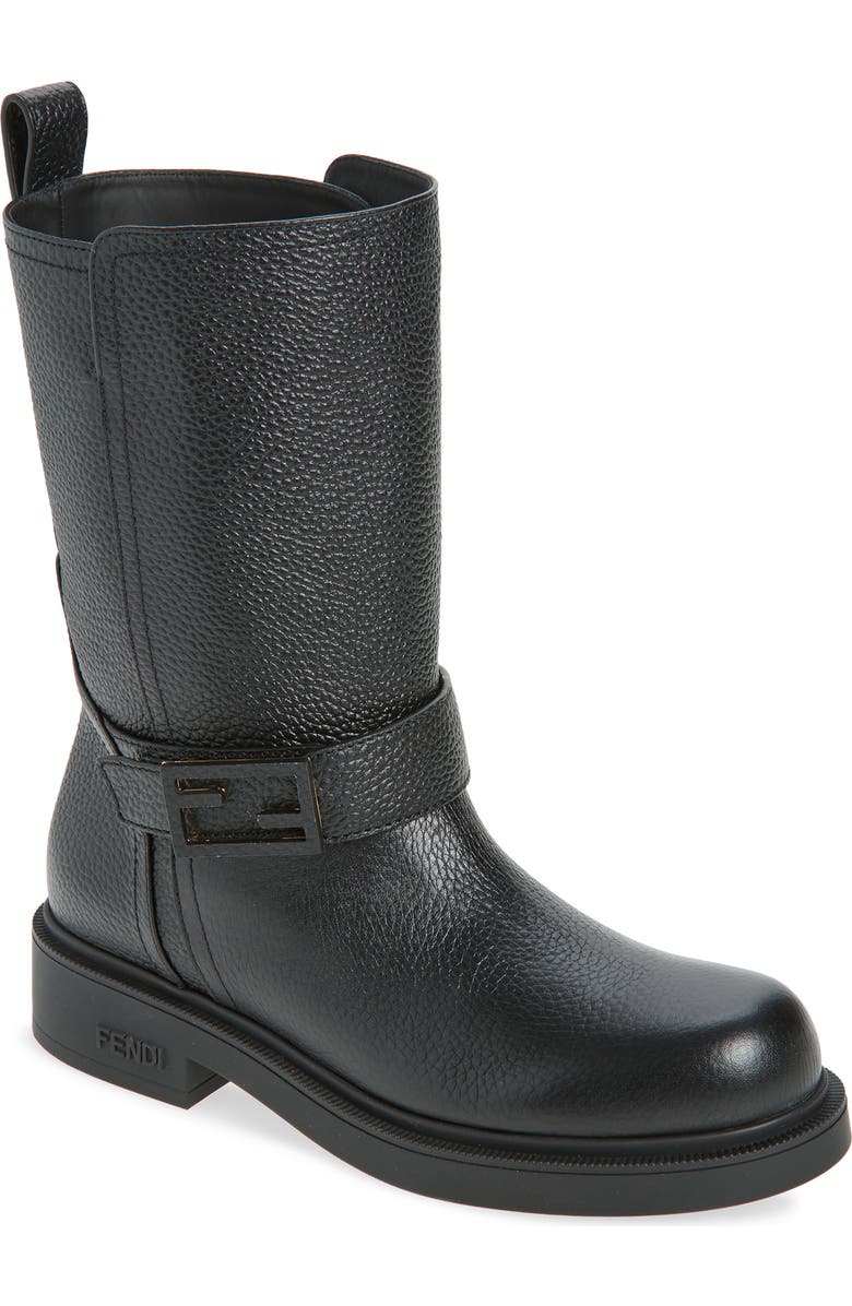 Fendi Biker Boot, Main, color, Black