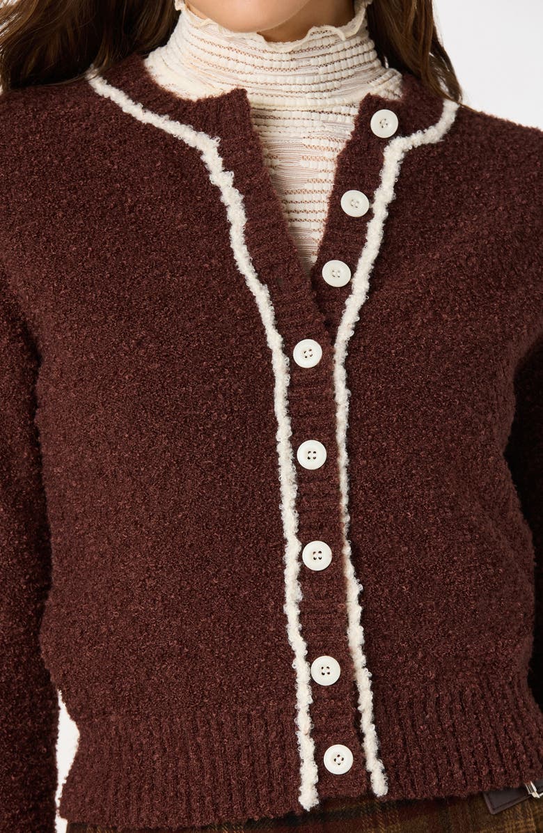 ASTR the Label Contrast Stitch Cardigan, Alternate, color, Brown