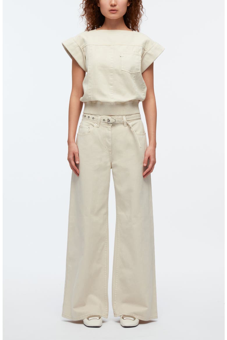 Belted High Waist Wide Leg Jeans, Alternate, color, ECRU