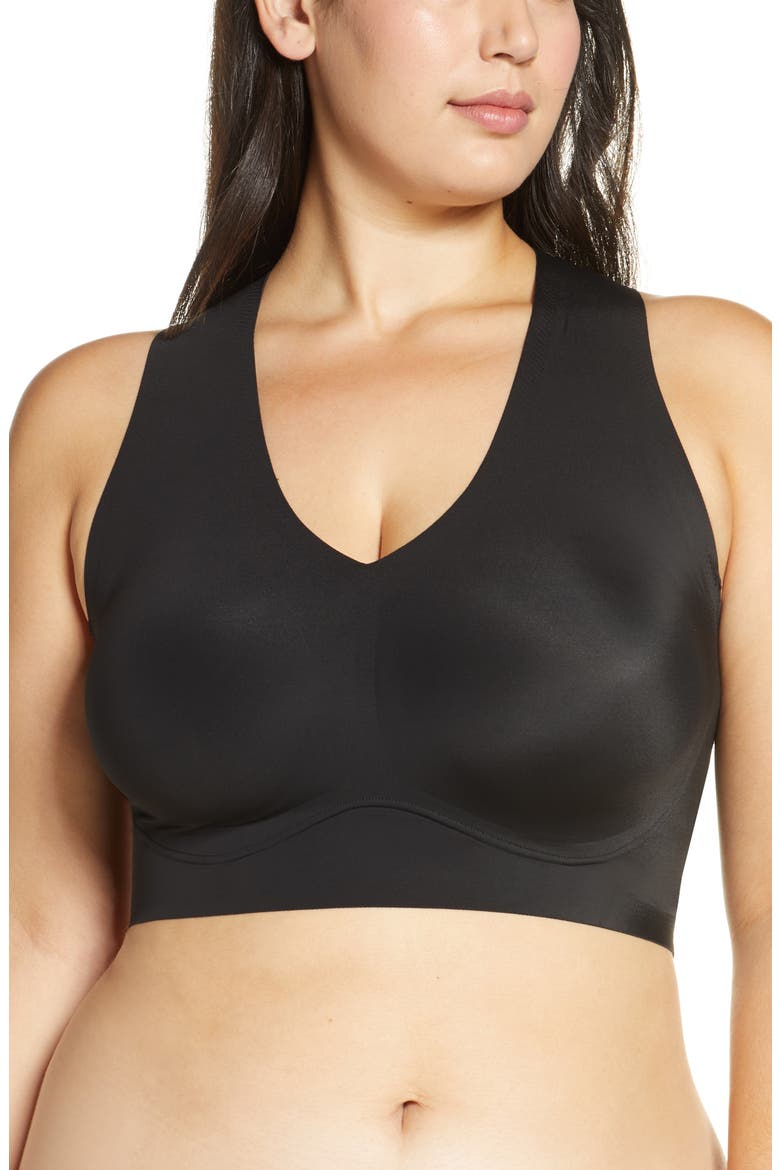 True & Co. True Body Lift Full Cup V-Neck Racerback Bralette, Main, color, BLACK