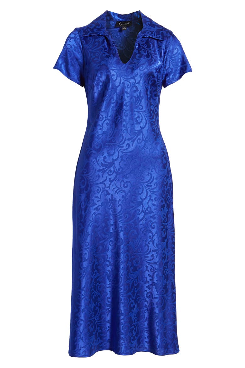 Jacquard A-Line Midi Dress, Alternate, color, DEEP COBALT